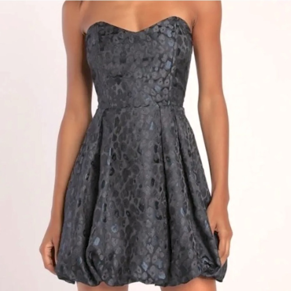 Lulu Lulus Black Leopard Jacquard Strapless Mini Party Dress - Size XL
